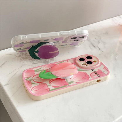 Coque Support de Fleur Anneau pour iPhone 16 Plus