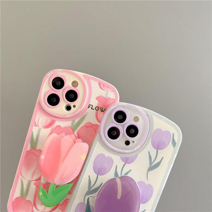 Coque Support de Fleur Anneau pour iPhone 16 Pro