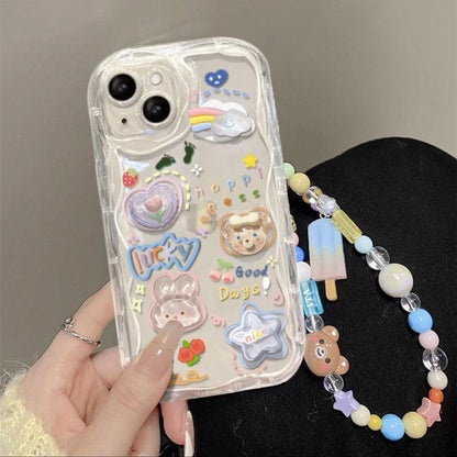 Coque Transparente avec Bracelet Mignon pour iPhone 16
