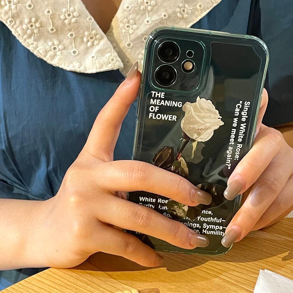 Coque Transparente Avec Rose Blanche pour iPhone 16 Pro