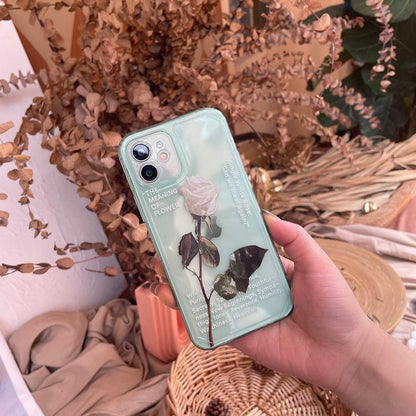 Coque Transparente Avec Rose Blanche pour iPhone 16 Pro