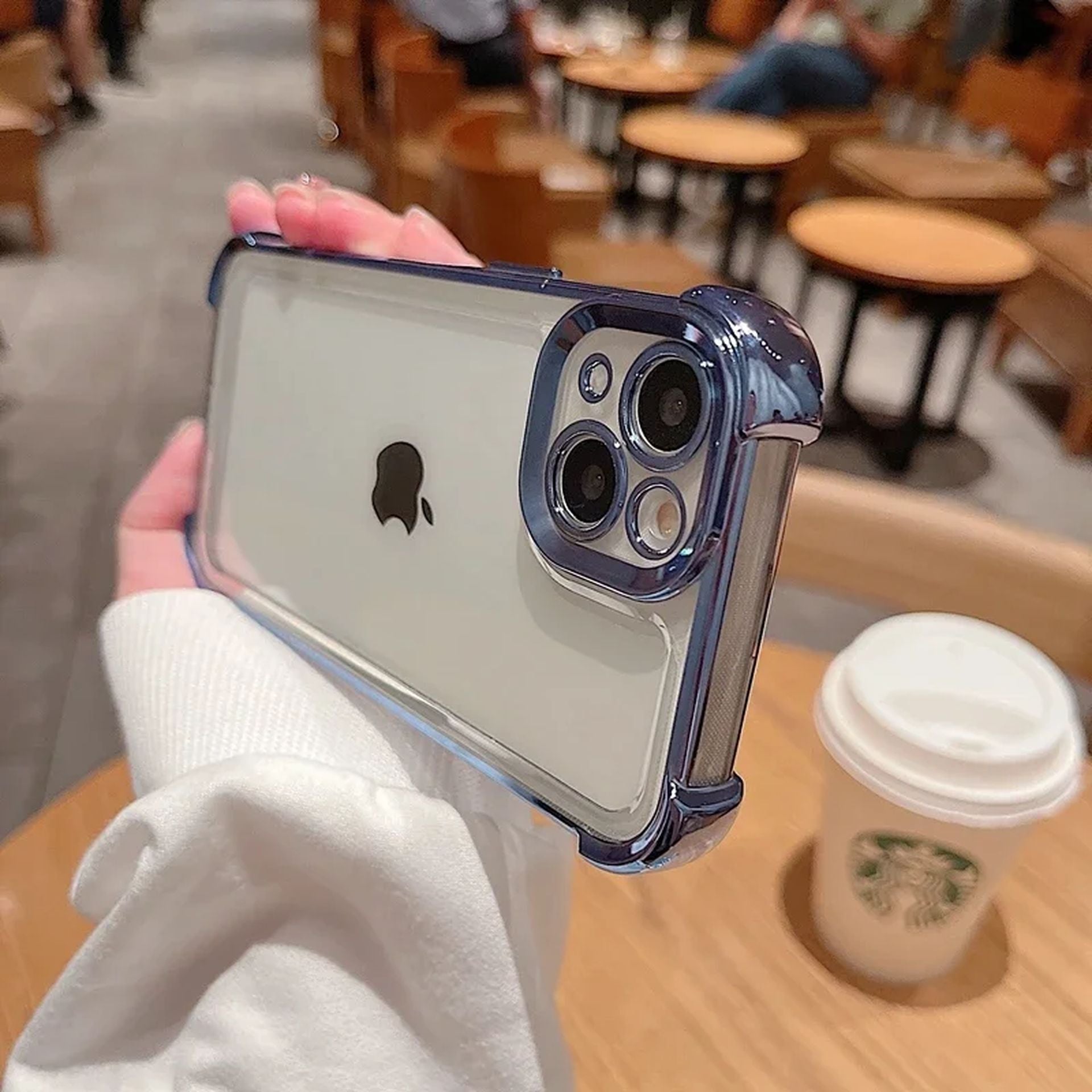 Coque Transparente En Galvanoplastie Antichoc Avec Design Élégant pour iPhone 15 - Bleu