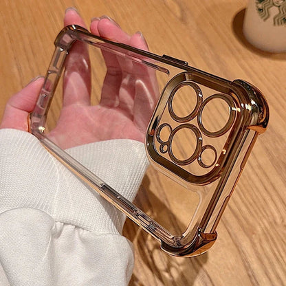 Coque Transparente En Galvanoplastie Antichoc Avec Design Élégant pour iPhone 15 - Or