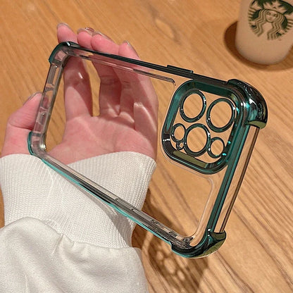 Coque Transparente En Galvanoplastie Antichoc Avec Design Élégant pour iPhone 15 - Vert