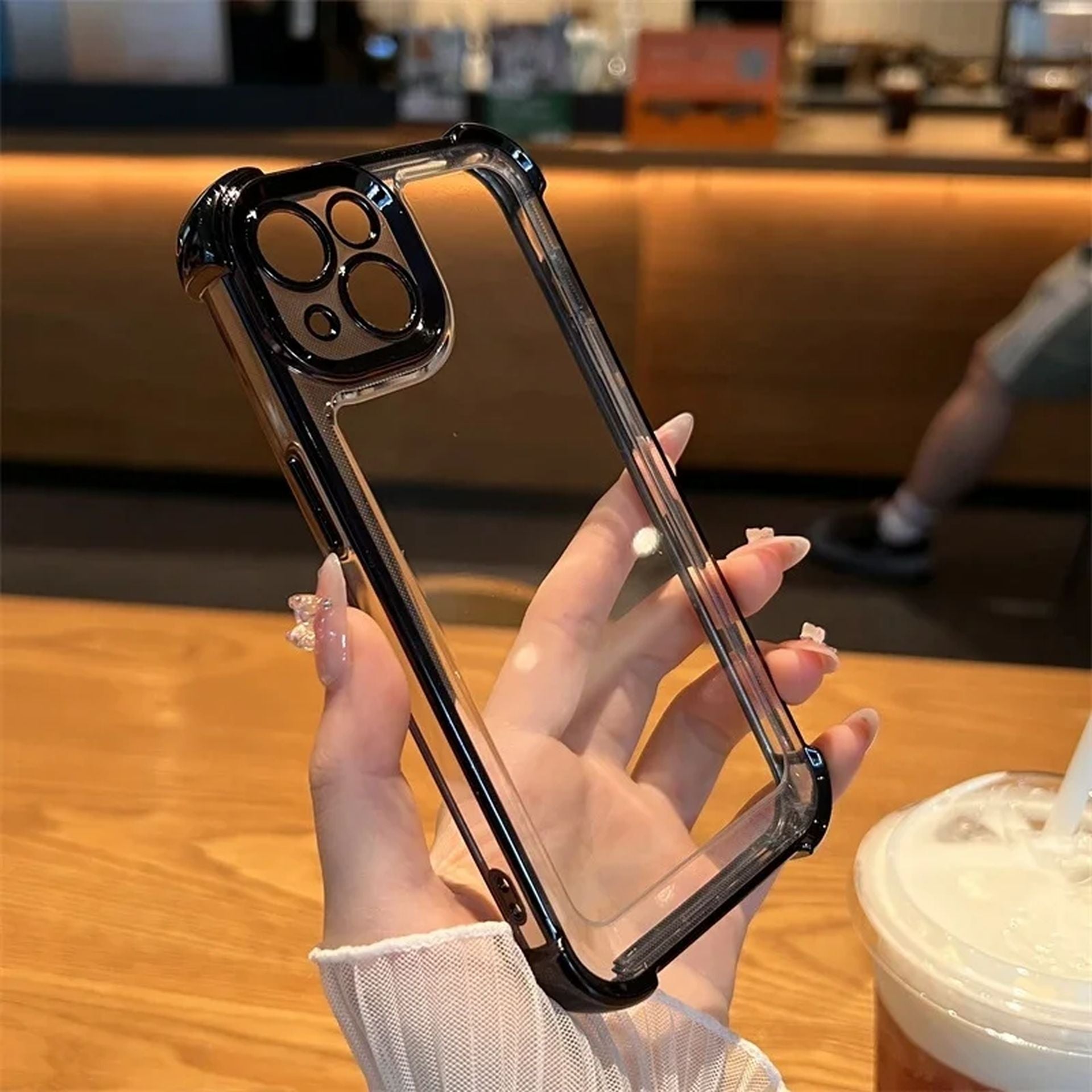 Coque Transparente En Galvanoplastie Antichoc Avec Design Élégant pour iPhone 15 Pro
