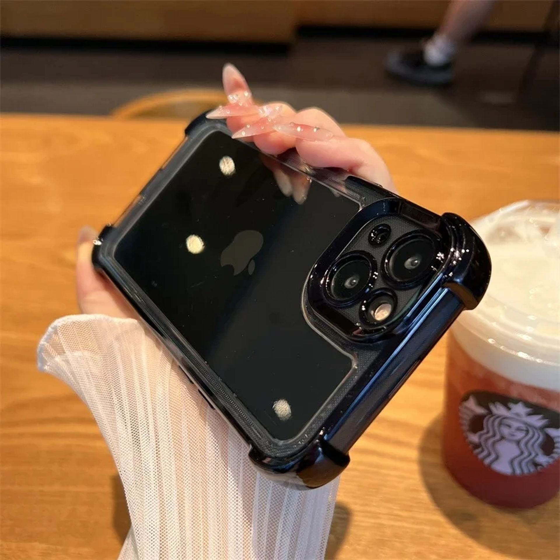 Coque Transparente En Galvanoplastie Antichoc Avec Design Élégant pour iPhone 16 Pro Max