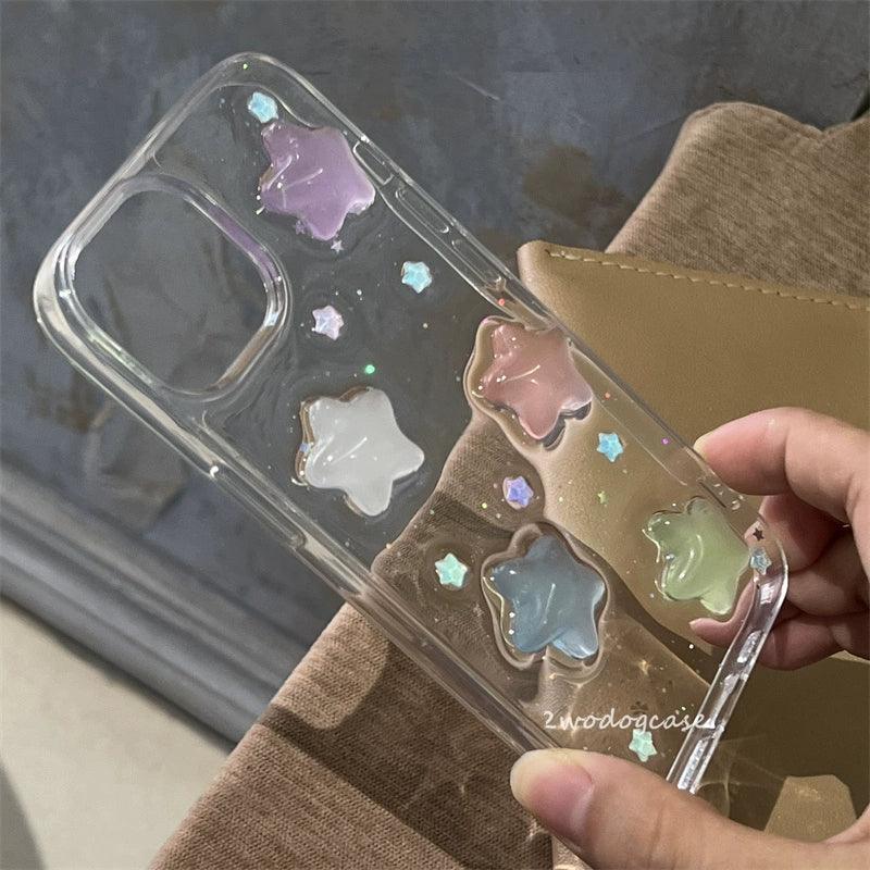 Coque Transparente Étoilée en Silicone pour iPhone 16