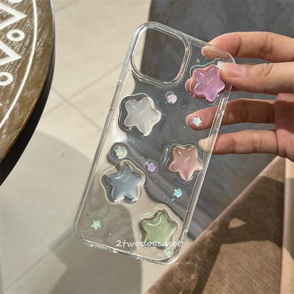 Coque Transparente Étoilée en Silicone pour iPhone 16 Plus
