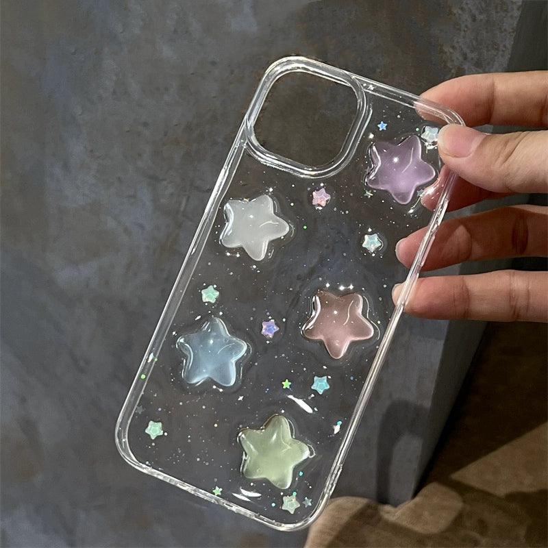 Coque Transparente Étoilée en Silicone pour iPhone 16 Pro