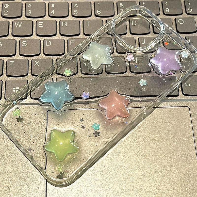 Coque Transparente Étoilée en Silicone pour iPhone 16 Pro