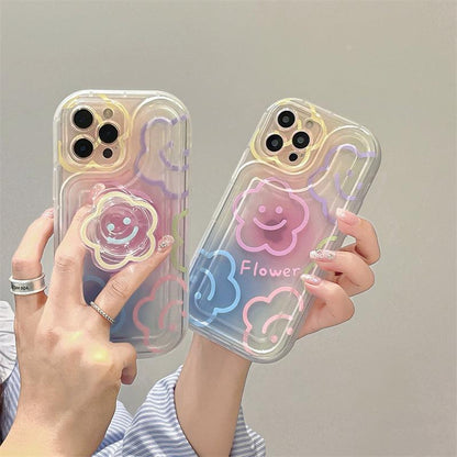 Coque Transparente Fleur Smiley pour iPhone 16 Plus