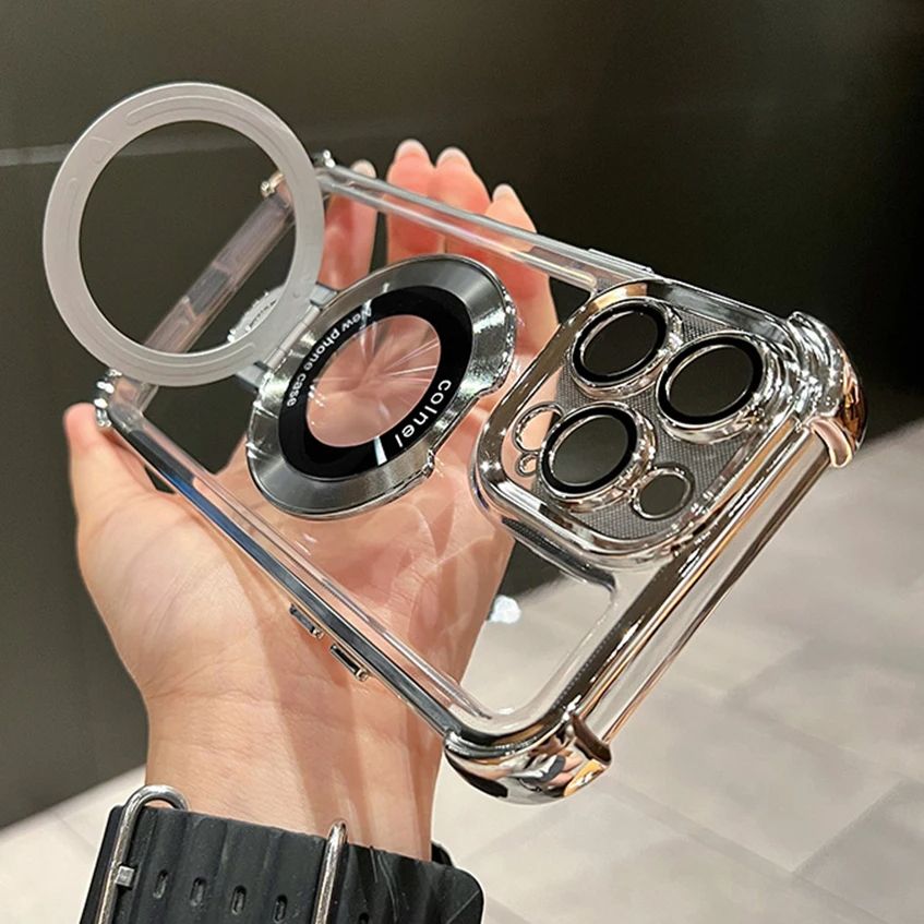 Coque Transparente Magnétique avec Anneau de Support Détachable pour iPhone 13