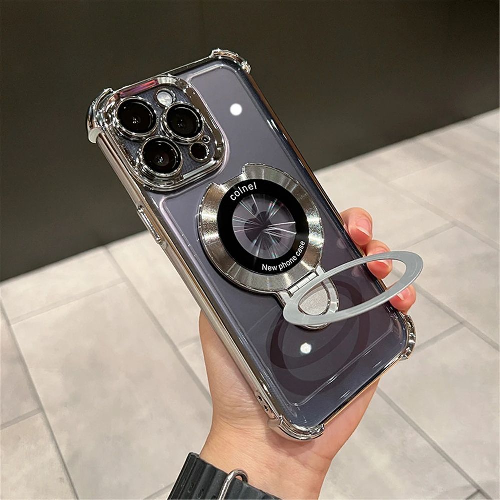 Coque Transparente Magnétique avec Anneau de Support Détachable pour iPhone 13
