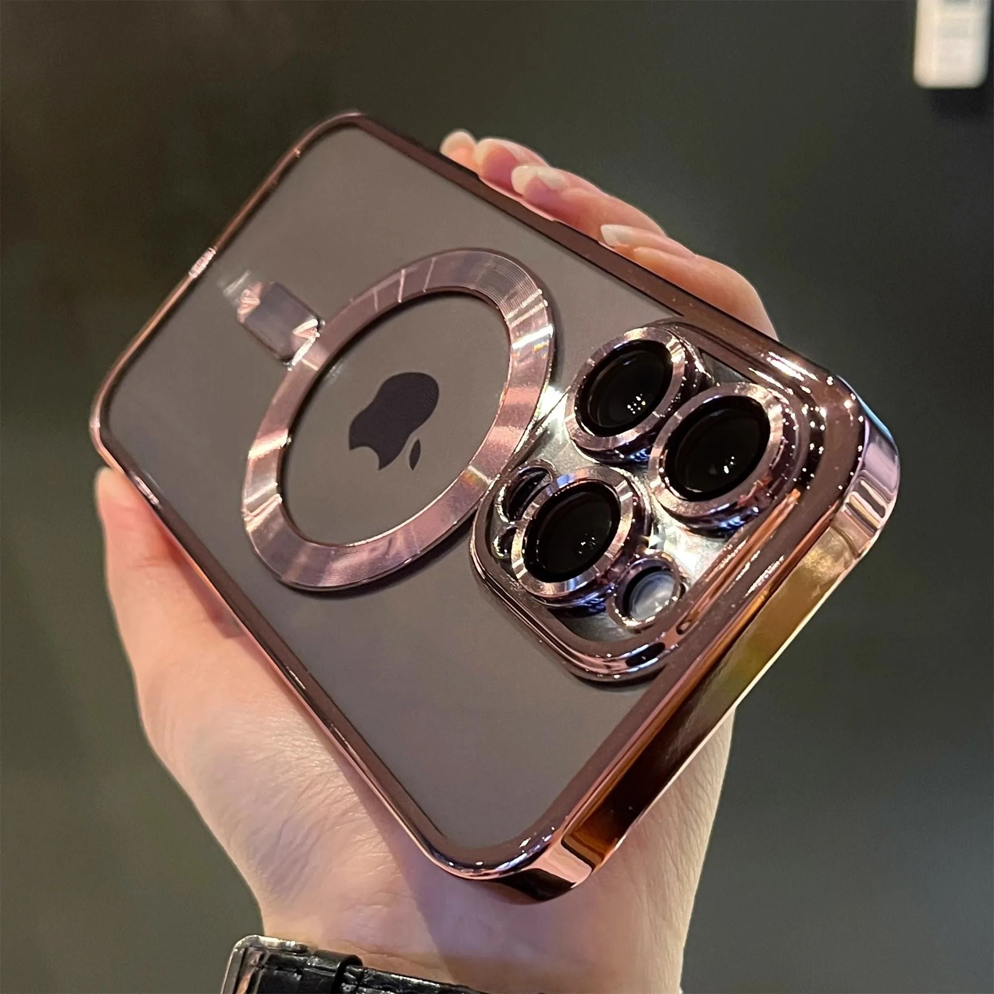 Coque Transparente Magnétique MagSafe de Luxe pour iPhone 13 - Rose