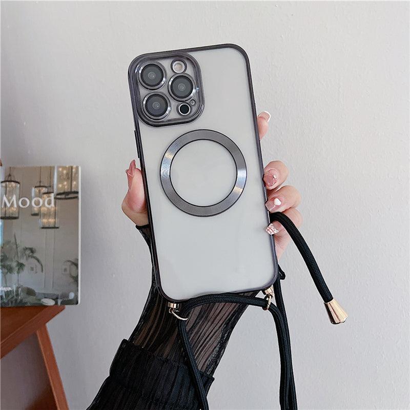 Coque Transparente Magsafe Avec Lanière Magnétique pour iPhone 12 Pro - Coque Wiqeo 15€-20€, Chaine, Coque, iPhone 12 Pro, Magsafe, Silicone, Transparente Wiqeo, Déstockeur de Coques Pour iPhone