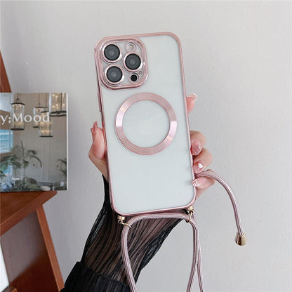 Coque Transparente Magsafe Avec Lanière Magnétique pour iPhone 14 - Coque Wiqeo 15€-20€, Chaine, Coque, iPhone 14, Magsafe, Silicone, Transparente Wiqeo, Déstockeur de Coques Pour iPhone