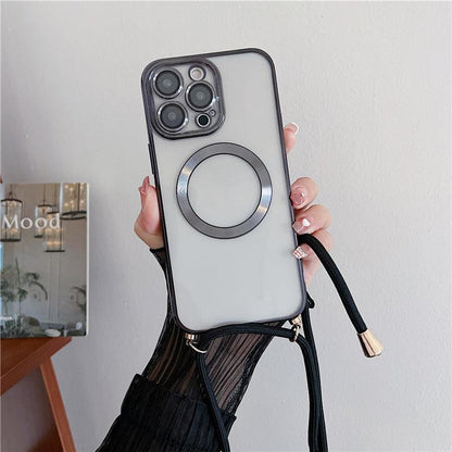 Coque Transparente Magsafe Avec Lanière Magnétique pour iPhone 14 - Coque Wiqeo 15€-20€, Chaine, Coque, iPhone 14, Magsafe, Silicone, Transparente Wiqeo, Déstockeur de Coques Pour iPhone