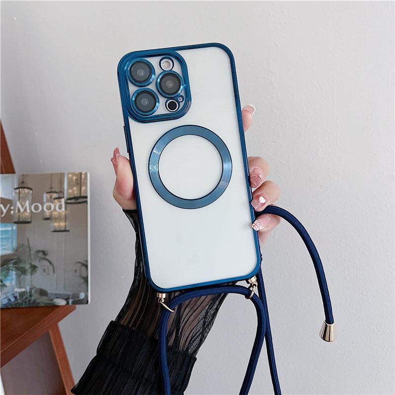 Coque Transparente Magsafe Avec Lanière Magnétique pour iPhone 14 - Coque Wiqeo 15€-20€, Chaine, Coque, iPhone 14, Magsafe, Silicone, Transparente Wiqeo, Déstockeur de Coques Pour iPhone