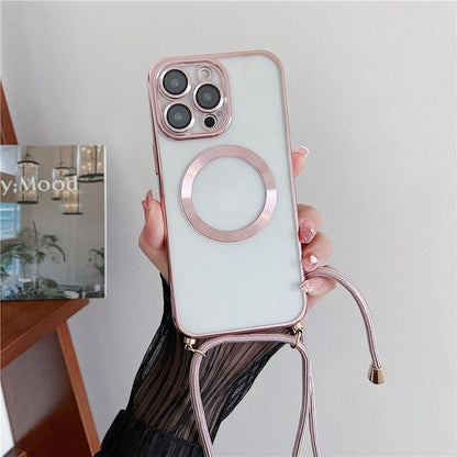 Coque Transparente Magsafe Avec Lanière Magnétique pour iPhone 14 - Coque Wiqeo 15€-20€, Chaine, Coque, iPhone 14, Magsafe, Silicone, Transparente Wiqeo, Déstockeur de Coques Pour iPhone