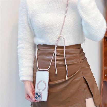 Coque Transparente Magsafe Avec Lanière Magnétique pour iPhone 16