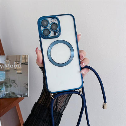 Coque Transparente Magsafe Avec Lanière Magnétique pour iPhone 15 Pro - Coque Wiqeo 15€-20€, Chaine, Coque, iPhone 15 Pro, Magsafe, Silicone, Transparente Wiqeo, Déstockeur de Coques Pour iPhone