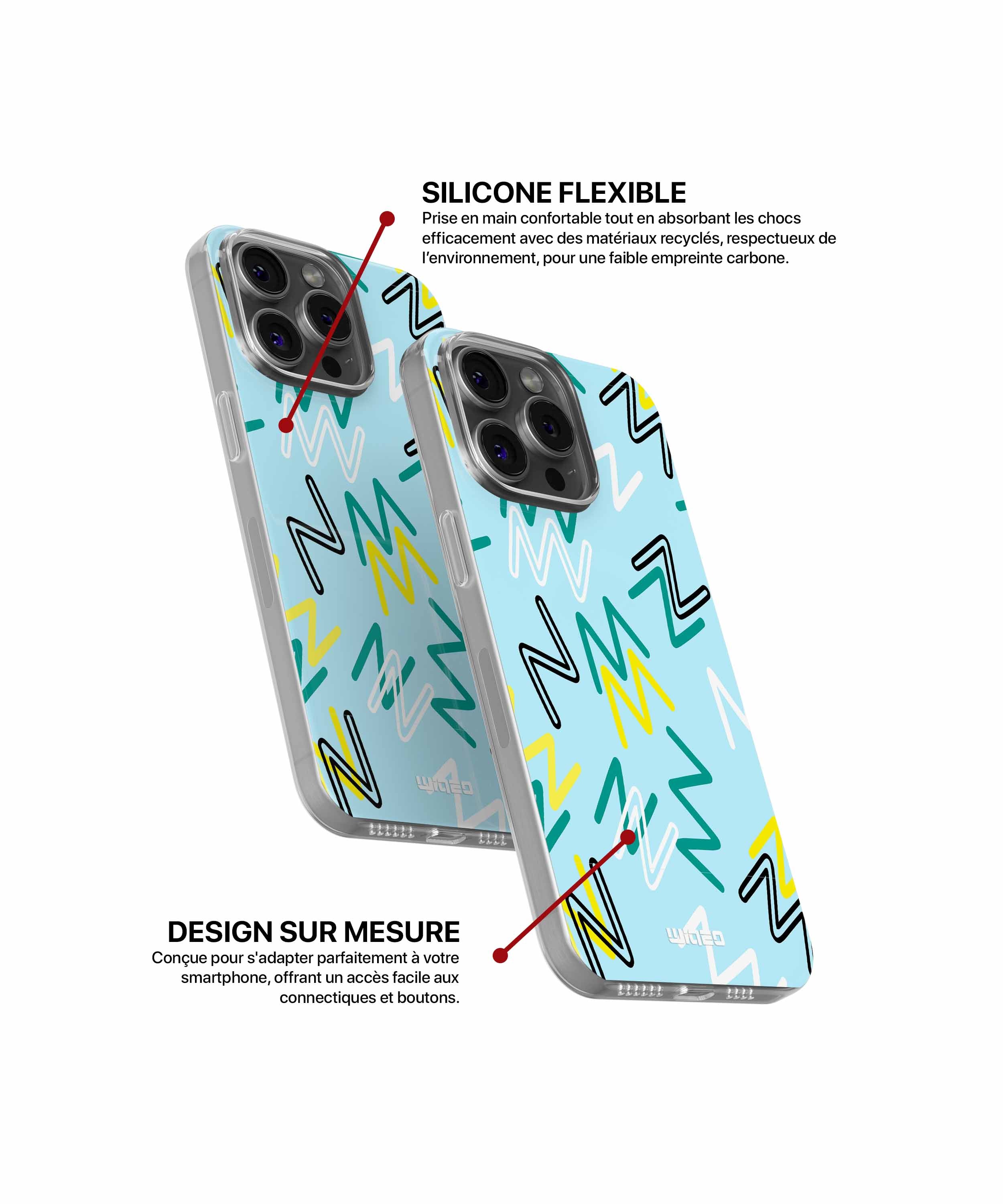 Coque zigzags vifs pour iPhone