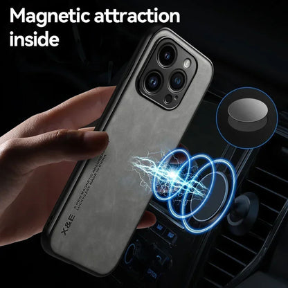 Étui En Cuir Luxe Silky avec Support Magnétique pour iPhone 14