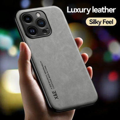 Étui En Cuir Luxe Silky avec Support Magnétique pour iPhone 14