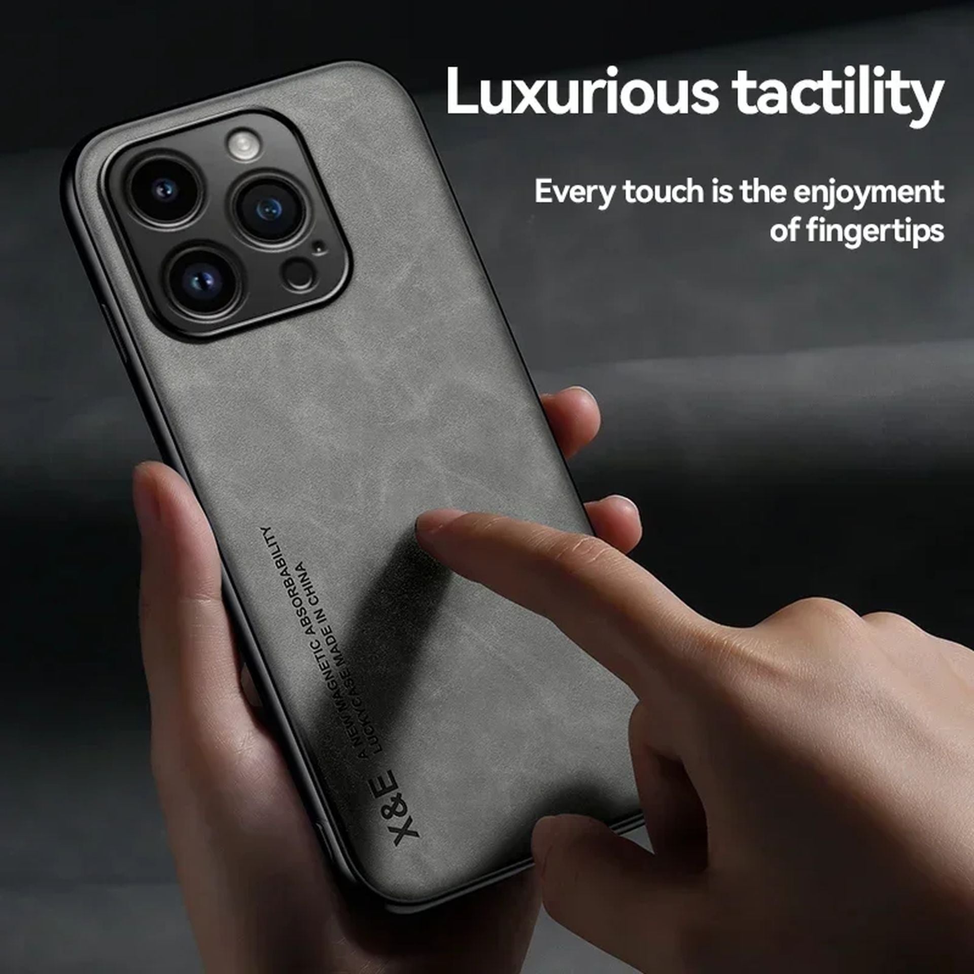 Étui En Cuir Luxe Silky avec Support Magnétique pour iPhone 14