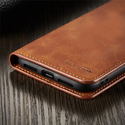Étui Portefeuille en Cuir Souple avec Aimant et Support pour iPhone 14