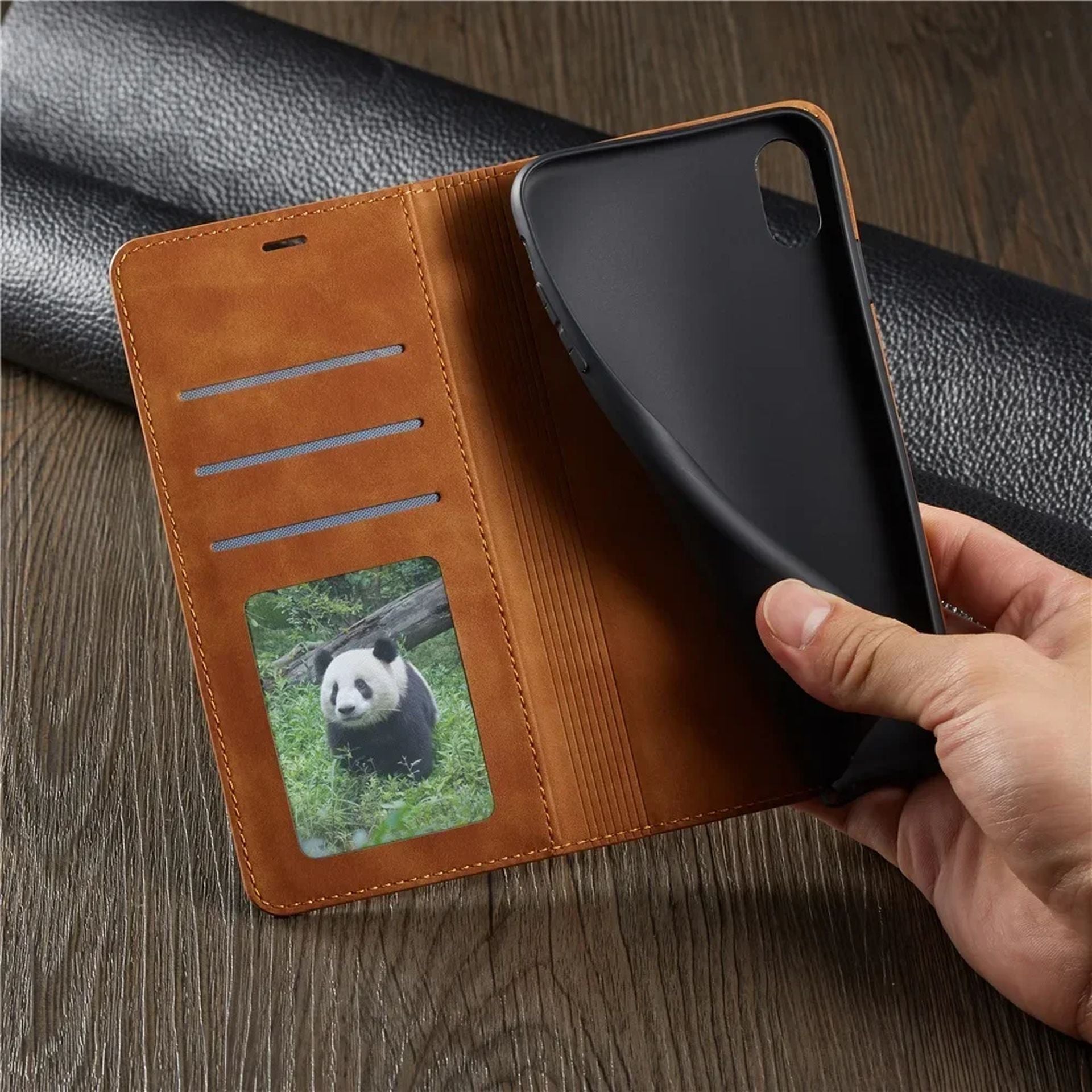Étui Portefeuille en Cuir Souple avec Aimant et Support pour iPhone 14