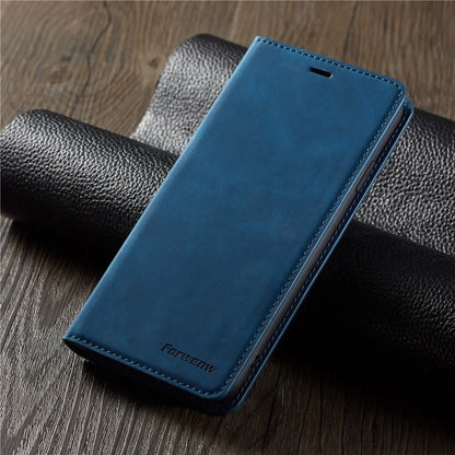 Étui Portefeuille en Cuir Souple avec Aimant et Support pour iPhone 14 - Bleu