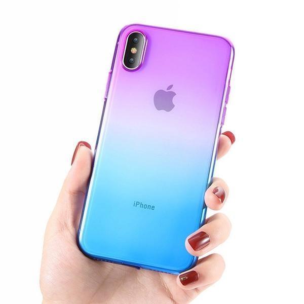 Coque bicolore dégradé transparent ultra slim pour iPhone 12 Pro Max - Violet Bleu