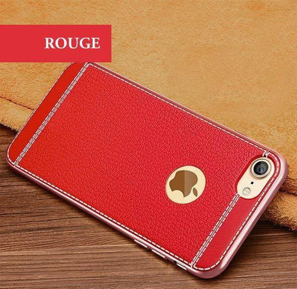 Coque de luxe en cuir cousu avec bordures plaquées platine pour iPhone 5 - Coque Wiqeo Apple, Coque, Elle, Fine, iPhone 5, Lui, Slim, Tendance, Ultra Slim Wiqeo, Déstockeur de Coques Pour iPhone