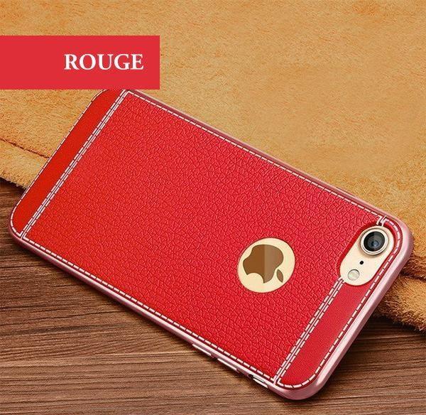 Coque de luxe en cuir cousu avec bordures plaquées platine pour iPhone SE - Coque Wiqeo Apple, Coque, Elle, Fine, iPhone SE, Lui, Slim, Tendance, Ultra Slim Wiqeo, Déstockeur de Coques Pour iPhone