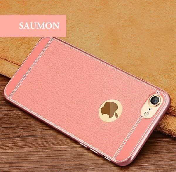 Coque de luxe en cuir cousu avec bordures plaquées platine pour iPhone SE - Coque Wiqeo Apple, Coque, Elle, Fine, iPhone SE, Lui, Slim, Tendance, Ultra Slim Wiqeo, Déstockeur de Coques Pour iPhone