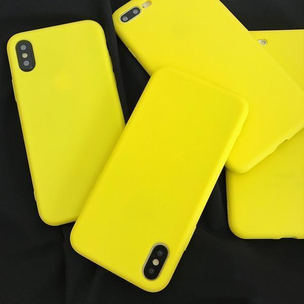 Coque en silicone souple ultra slim de couleur mate jaune citron pour iPhone SE 2020 - 