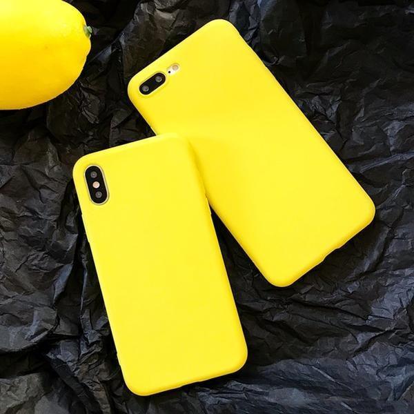 Coque en silicone souple ultra slim de couleur mate jaune citron pour iPhone 11 Pro - iPhone XS Max