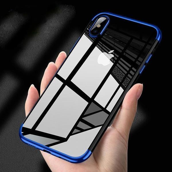 Coque en silicone transparente avec bordures colorées pour iPhone 11 - 