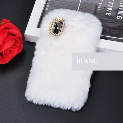 Coque luxueuse en fourrure de lapin incrustée de diamant pour iPhone 12 - Coque Wiqeo Apple, Coque, Elle, Fine, iPhone 12, Slim, Tendance Wiqeo, Déstockeur de Coques Pour iPhone