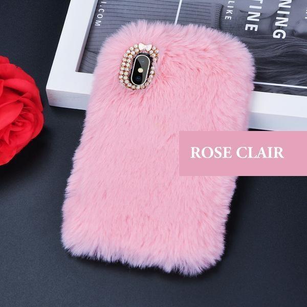 Coque luxueuse en fourrure de lapin incrustée de diamant pour iPhone 12 Pro - Coque Wiqeo Apple, Coque, Elle, Fine, iPhone 12 Pro, Slim, Tendance Wiqeo, Déstockeur de Coques Pour iPhone