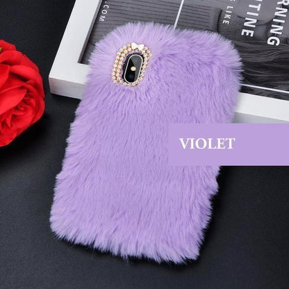 Coque luxueuse en fourrure de lapin incrustée de diamant pour iPhone 12 Pro - Coque Wiqeo Apple, Coque, Elle, Fine, iPhone 12 Pro, Slim, Tendance Wiqeo, Déstockeur de Coques Pour iPhone