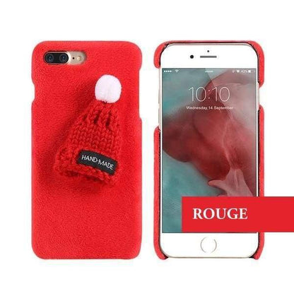 Coque luxueuse en fourrure douce avec petit bonnet en laine pour iPhone SE 2020 - Coque Wiqeo Apple, Coque, Elle, Fine, iPhone SE 2020, Slim, Tendance, Ultra Slim Wiqeo, Déstockeur de Coques Pour iPhone