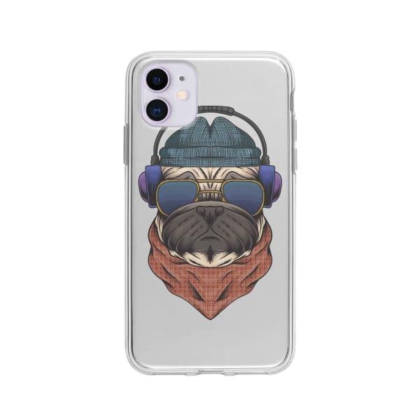 Coque Pour iPhone 11 Chien Écouteurs - Coque Wiqeo 10€-15€, Animaux, Estelle Adam, Illustration, iPhone 11 Wiqeo, Déstockeur de Coques Pour iPhone