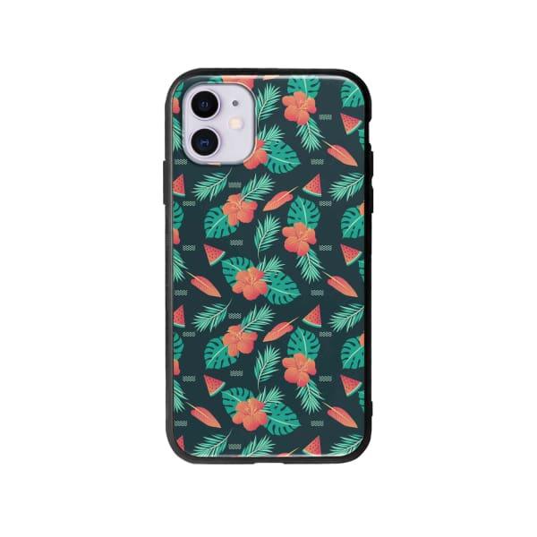 Coque Pour iPhone 11 Été Floral - Coque Wiqeo 10€-15€, Estelle Adam, Feuilles, Fleur, iPhone 11, Motif Wiqeo, Déstockeur de Coques Pour iPhone