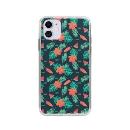 Coque Pour iPhone 11 Été Floral - Coque Wiqeo 10€-15€, Estelle Adam, Feuilles, Fleur, iPhone 11, Motif Wiqeo, Déstockeur de Coques Pour iPhone