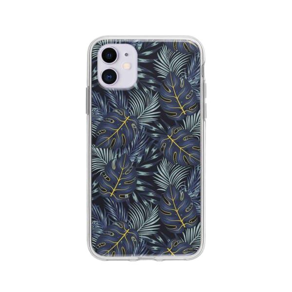 Coque Pour iPhone 11 Feuilles Bleuâtres - Coque Wiqeo 10€-15€, Estelle Adam, Feuilles, iPhone 11, Motif Wiqeo, Déstockeur de Coques Pour iPhone