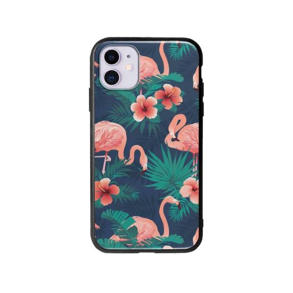 Coque Pour iPhone 11 Flamant Rose Palmier - Coque Wiqeo 10€-15€, Estelle Adam, Feuilles, iPhone 11, Motif Wiqeo, Déstockeur de Coques Pour iPhone