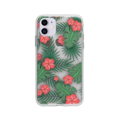 Coque Pour iPhone 11 Flore Exotique - Coque Wiqeo 10€-15€, Estelle Adam, Feuilles, Fleur, iPhone 11, Motif Wiqeo, Déstockeur de Coques Pour iPhone