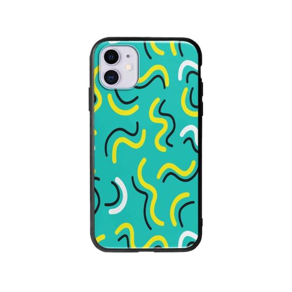 Coque Pour iPhone 11 Griffonnages Turquois - Coque Wiqeo 10€-15€, Estelle Adam, iPhone 11, Motif Wiqeo, Déstockeur de Coques Pour iPhone